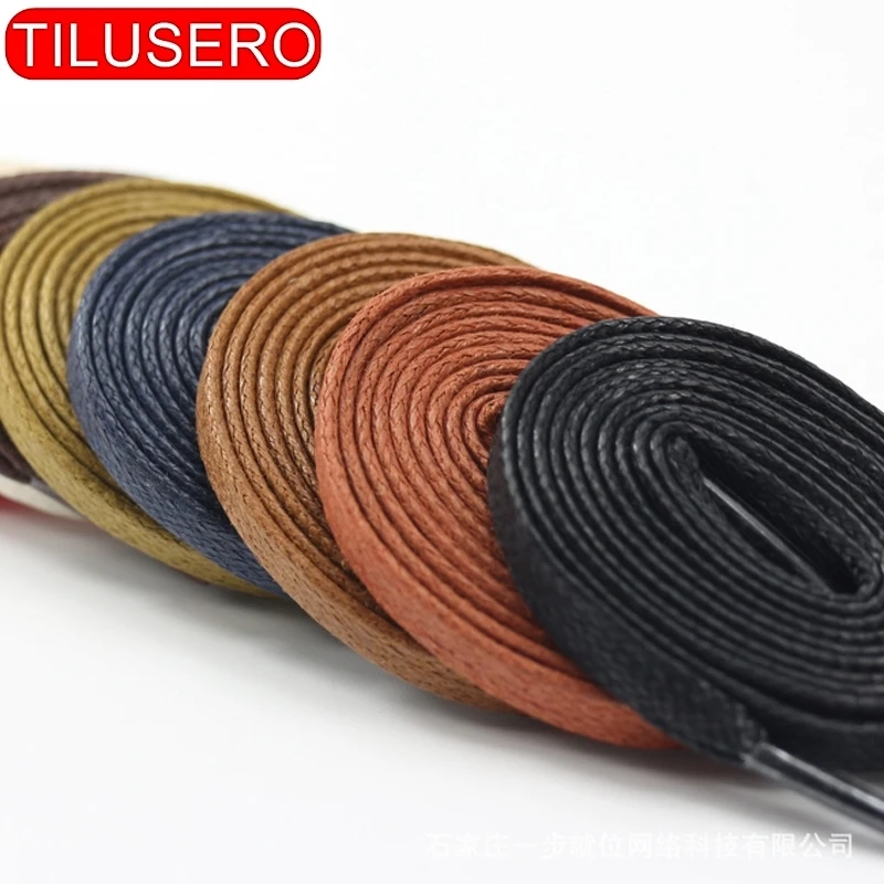 Retro Waxing Flat Shoelaces For Leather Waterproof Shoe Laces Men Boots