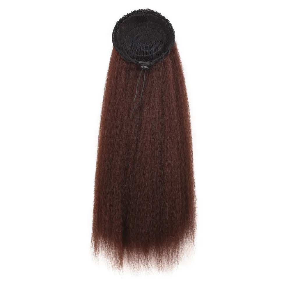 Синтетические афро кудрявые косички волосы кусок с зажимом и шнурком для девушек и женщин накладные волосы клип конский хвост расширение - Цвет: #33