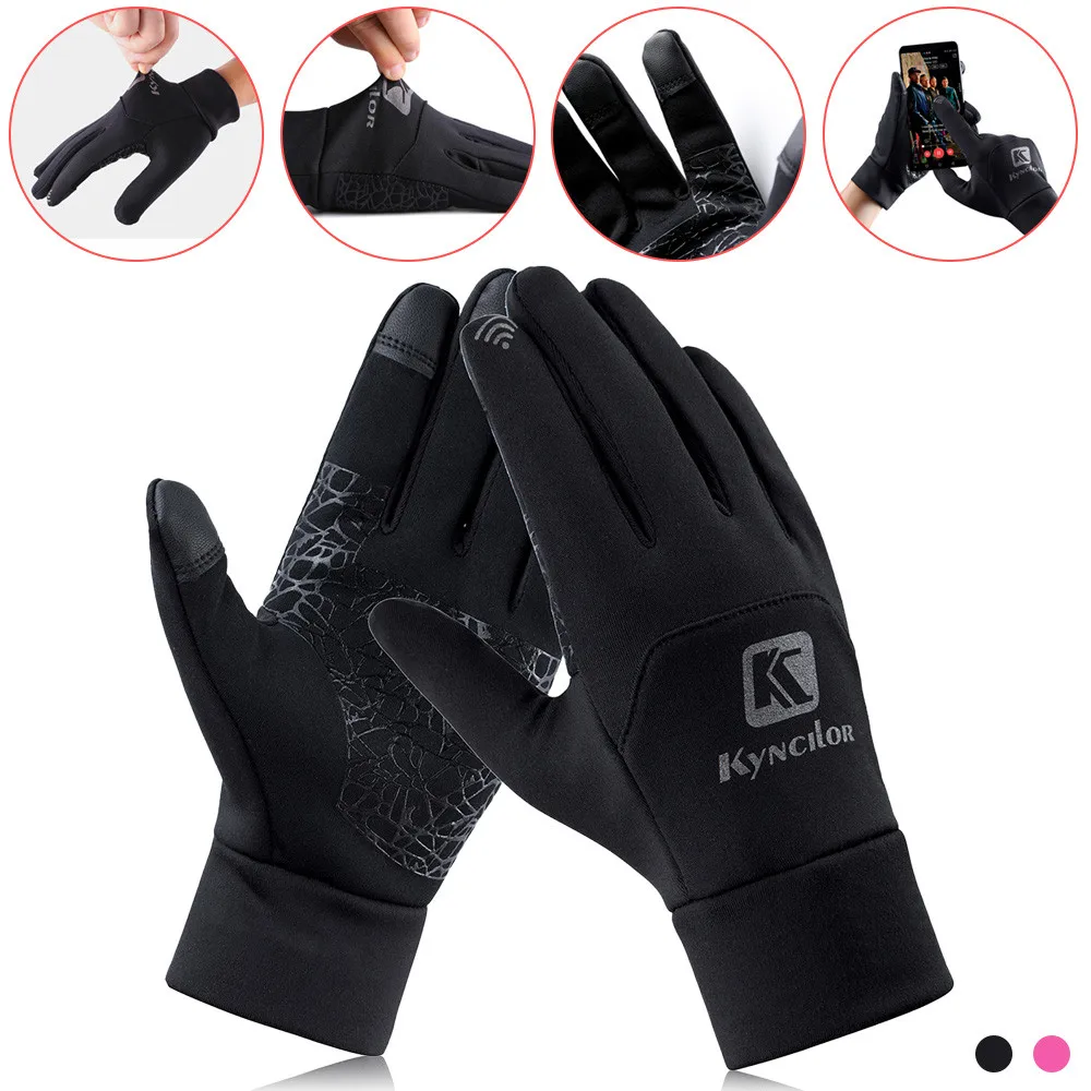 Зимние перчатки для езды на велосипеде, Нескользящие перчатки с сенсорным экраном, ветрозащитные перчатки для катания на лыжах, альпинизма