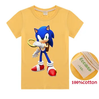 

Fashion Sonic The Hedgehog Cartoon Style Girls T Shirt Summer Tops Children Short Sleeve T-Shirts Cotton Kids Boys Clothes