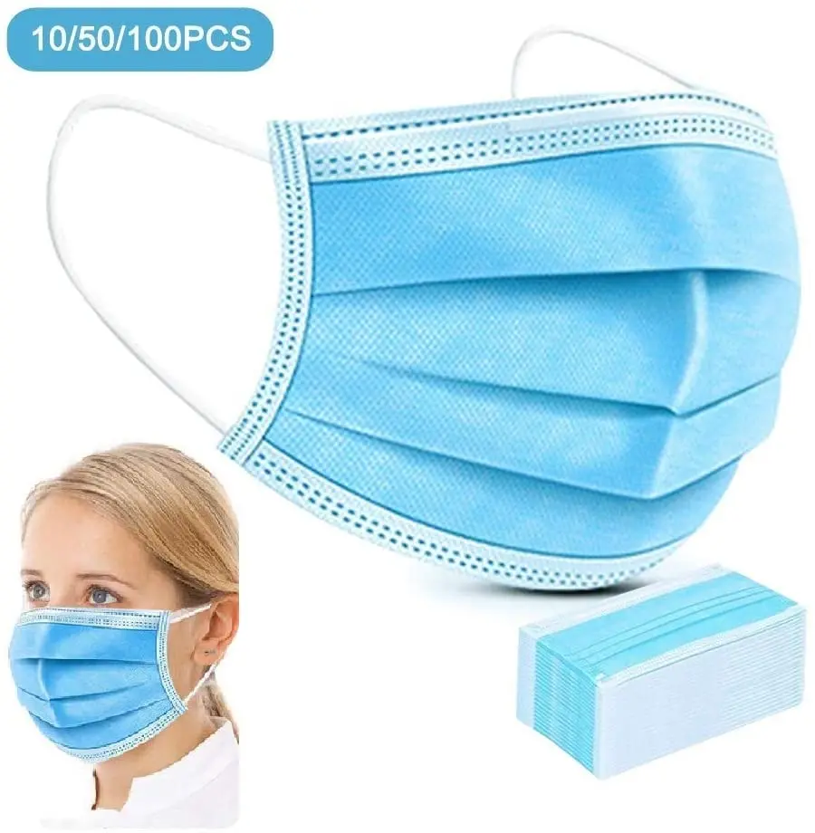 

100 PCS Disposable Mask Protective Mask Soft & Comfortable Filter Safety Face Mask for Dust Protection mask