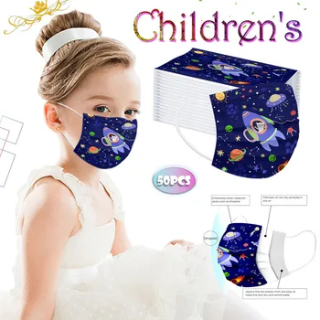 

50pcs Children Cartoons Face Mask Three-layer Disposable Masks Non-woven Protective Mouth Cover Elastic Earloop маска masque