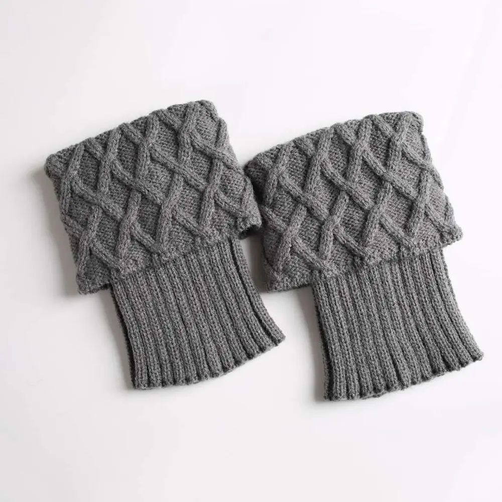 1Pair Crochet Leg Warmers Women Winter Outdoor Elastic Cuffs Lady Soft Short Knitted Toppers Boot Socks Ankle Protection_voghion.com