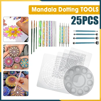 

25Pcs/Set Dotting Rods Ball Stylus Pens Mandala Painting Dotting Tools Wood Rocks Art Craft Drawing DIY Nail Art Craft
