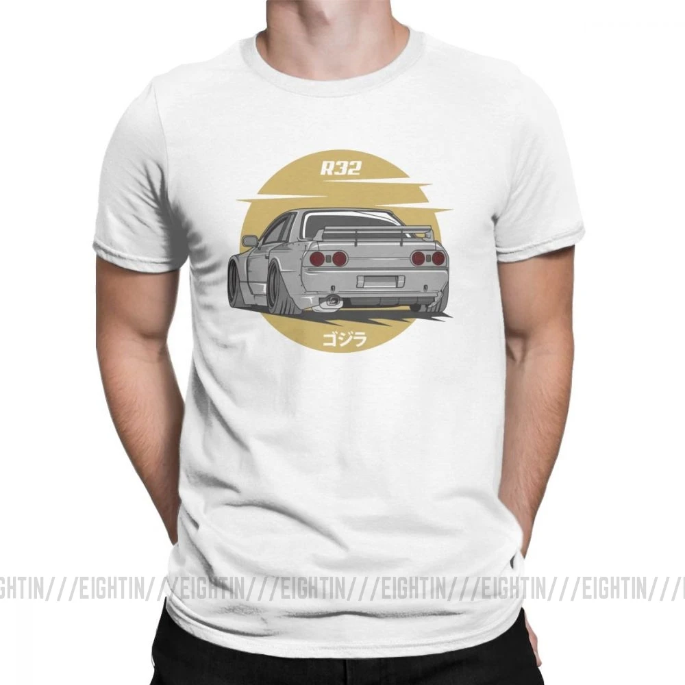 R32 Car серая Легенда JDM футболка японские автомобили спорткар двигатель футболка для мужчин короткий рукав Одежда Классическая футболка Чистый хлопок - Цвет: Белый