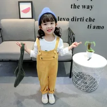 Весенне-осенний Детский костюм из двух предметов г., однотонный Свободный комбинезон с длинными рукавами и крыльями для маленьких девочек Детская Хлопковая одежда для детей от 1 до 3 до 4 до 5 лет