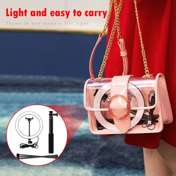 

Delicate Ring Lamp Video Light Dimmable LED Selfie Light USB Photography Light with Tripod High-quality Live Broadcast Props
