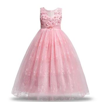 

Lace Patchwork applique Girls Dresses Princess Toddler Baby Kids Clothes Teenage Girl Dress 4-14 Years Birthday Long Clothing