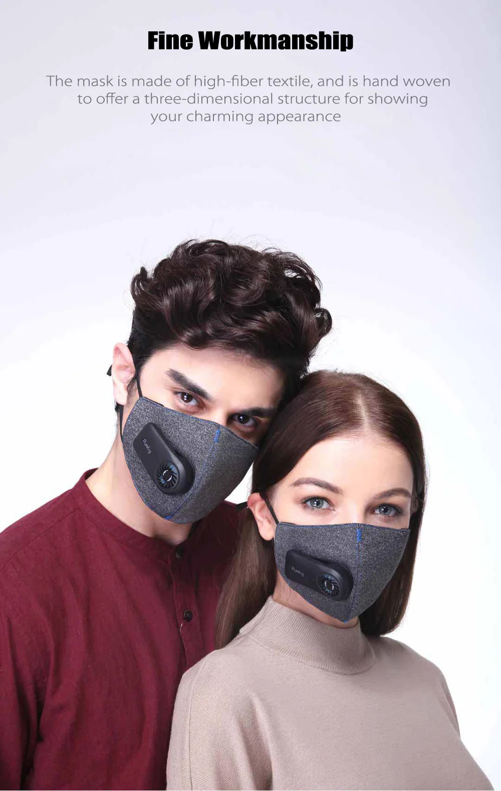 Purely KN95 Anti-Pollution Air Face Mask with PM2.5 550mAh Battreies Rechargeable Filter From Xiaomi Youpin