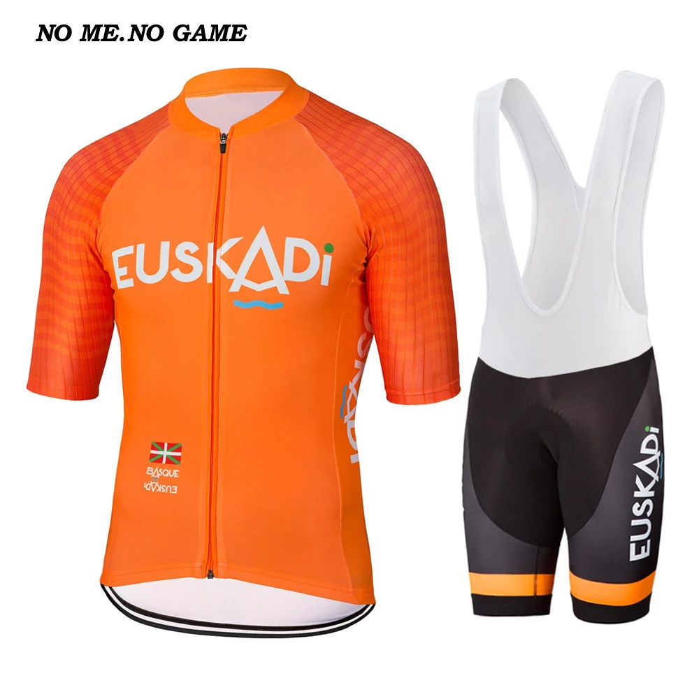 

2019 Men EUSKADI Pro Team Cycling Jersey Kit Road/MTB Bike Clothing Wear Orange Short Sleeve bicycle racing clothing