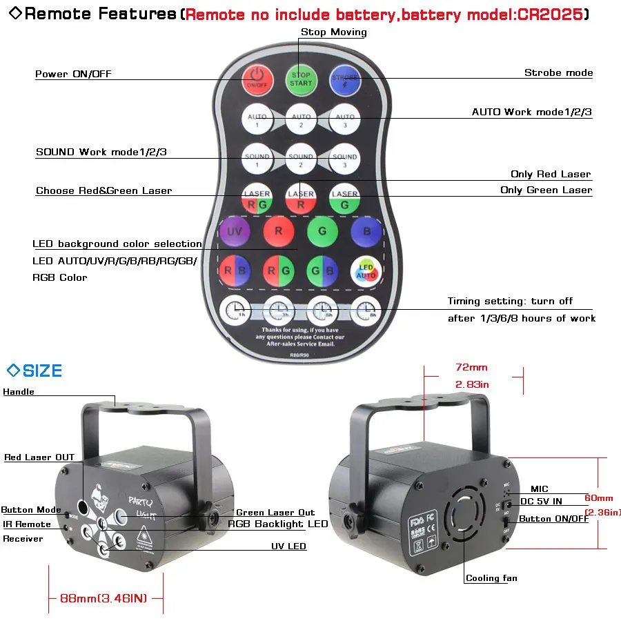 luz de discoteca para festa com led efeito projetor laser mini usb