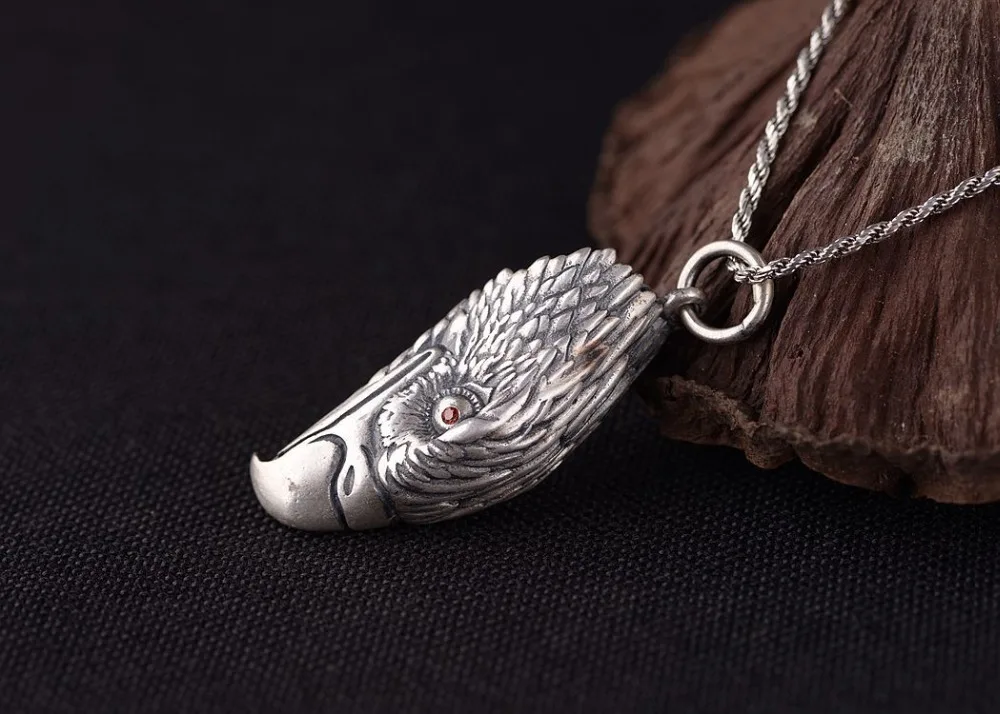 999 серебряное ожерелье с подвеской в виде орла, настоящее чистое серебро, подвеска в виде орла, Мужская подвеска в стиле хип-хоп, ювелирные изделия