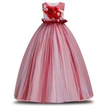 

New Sleeveless lace clothes Elegant and high-end clothing The girl went to the birthday party Wedding dress Full dress 5-14T