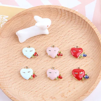 

New style 40pcs/lot cartoon rose Smiley face hearts shape alloy floating locket charms diy jewelry earring/garment accessory