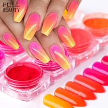 8 шт Неон фосфор градиентный пудра-Глиттер для ногтей художественные украшения флуоресцентный пигмент с голографическим эффектом DIY погружающий пыль CH1506-14