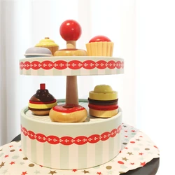 Tour de gâteau en bois pour jeunes enfants, jouet de cuisine, petite princesse, cadeau d'anniversaire 