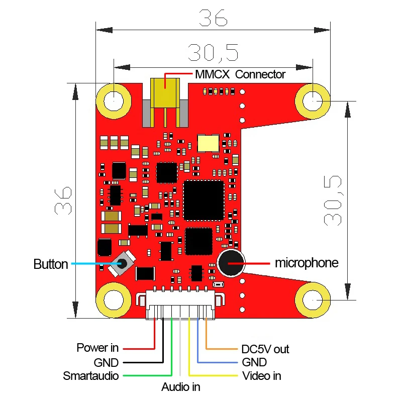 

EWRF 5.8G fpv Transmitter 25mW/200mW/500mW 800mW VTX PitMode OSD Adjustable with Microphone MMCX Plug 7-26V and heat sink