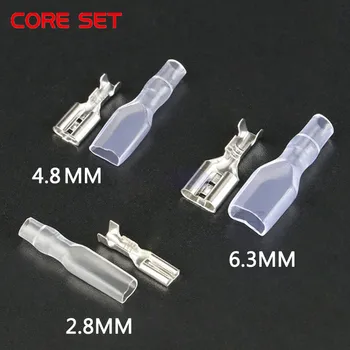 

100pcs/lot Female Spade Connector 2.8 /4.8 /6.3 Crimp Terminal with Insulating Sleeves For Terminals 22-16AWG