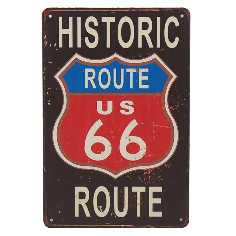 Route 66 металлическая пластина плакат паб вверх бар знаки Искусство Железный кафе-гараж Настенный декор ретро-наклейки винтажный оловянный знак жестяная живопись H17 - Цвет: K