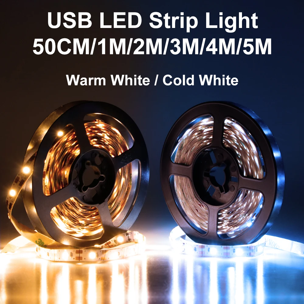 

DC 5V USB 5M Light Strip Led 220V light Strip 2835 Warm White EU US Plug TV Backlight Christmas Decor Led Strip Lamp Tape Diode