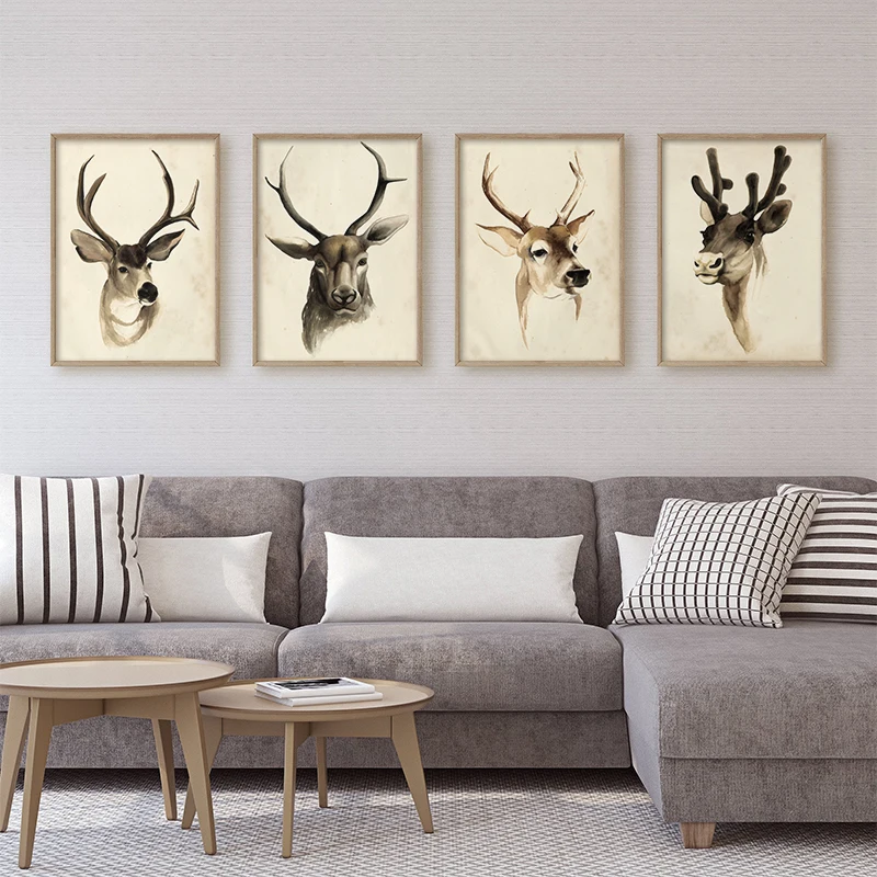 

Nordic Canvas Painting Animal Deer Canvas Art Posters and Prints Scandinavian Styles Pictures Wall Decor for Living Room Home