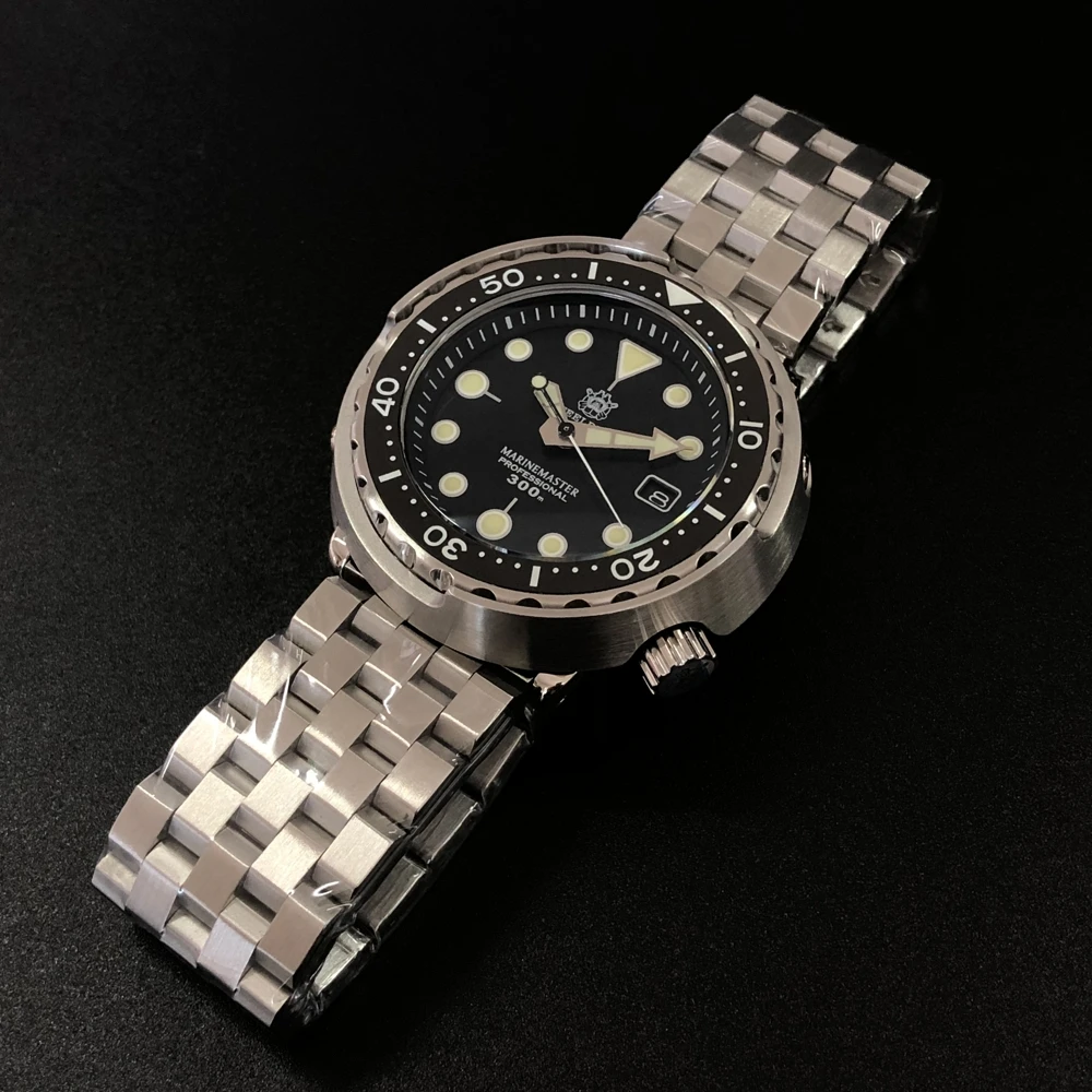 

Steeldive1975 Men's Fashion Tuna Watch Black Dial Automatic Diving Sports Watch Mechanical Watch 300m Swis-s Military Watch