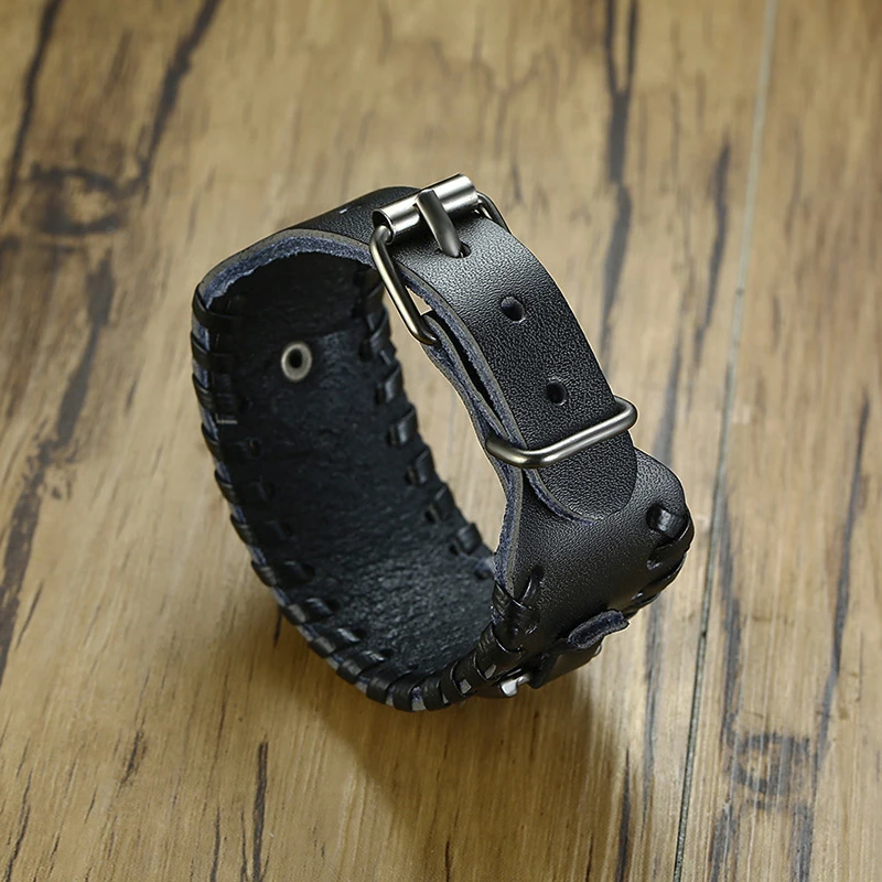Мужские ювелирные изделия, широкий кожаный Браслет-манжета, экстра-широкий браслет в стиле панк для мальчиков, регулируемый браслет для мужчин, подарок для Него