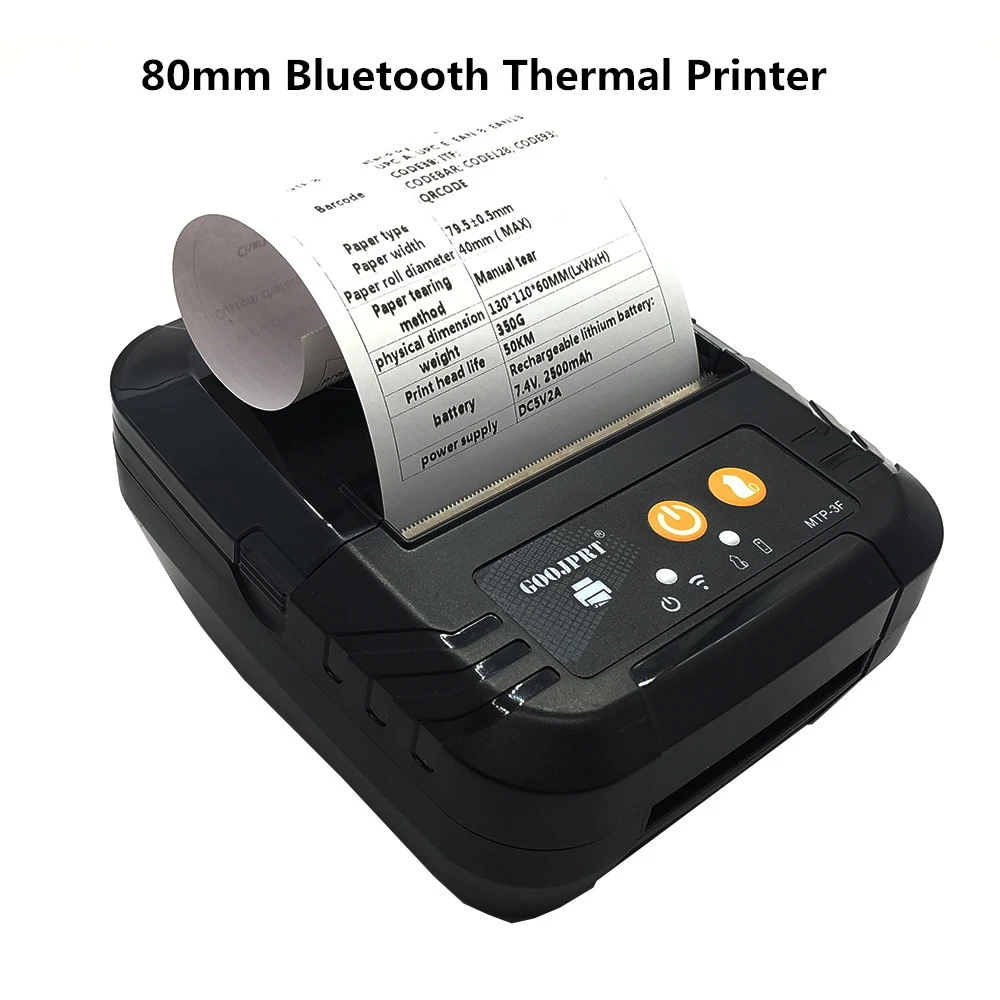 small compact printer 80mm Paper Wireless Portable Receipt Thermal Printers Bluetooth-Compatible Android and iOS free SDK No Need Ink or Toner Recibos small photo printer for iphone
