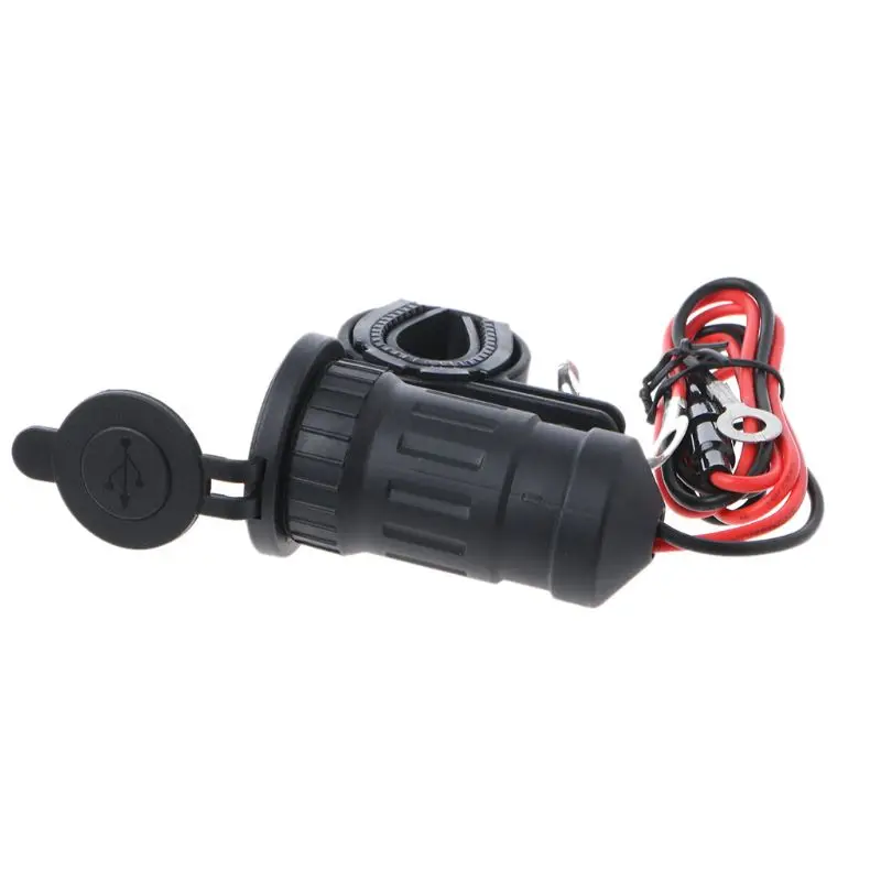 12 V-24 V Водонепроницаемый мотоцикл на руль Dual USB Зарядное устройство гнездо Мощность адаптер с 60 см провода для мобильных телефонов gps
