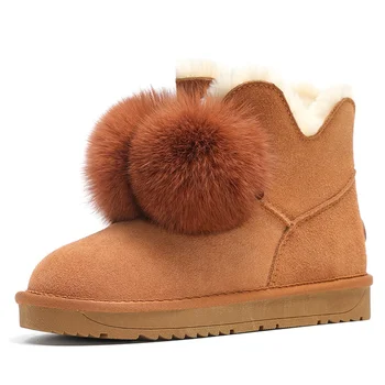

Women's snow boots suede fabric warm and comfortable fluffy ankle boots winter non-slip flat comfortable shoes women boots