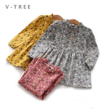 

2020 Spring Autumn Girls Princess Dress Cotton Dresses For Kids Full Printed Flower Infant Dress Long Sleeve Girl Costume 6 8