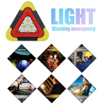 

Triangle Emergency Light Car Repairing Lighting COB Traffic Warning Camping Hiking USB Rechargeable ABS Handle Waterproof LED