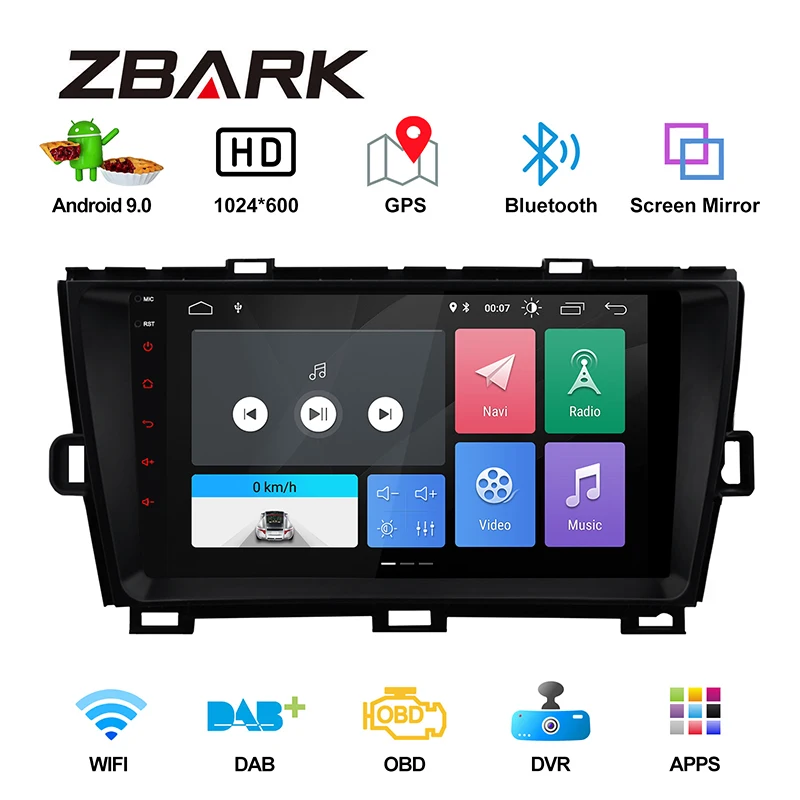 Discount 9 inch 2 Din Android 9.0  GPS Navi  bluetooth left  hand drive Car Radio stereo  Player for TOYOTA Prius 2009  - 2013 YHPRSZMA1 2