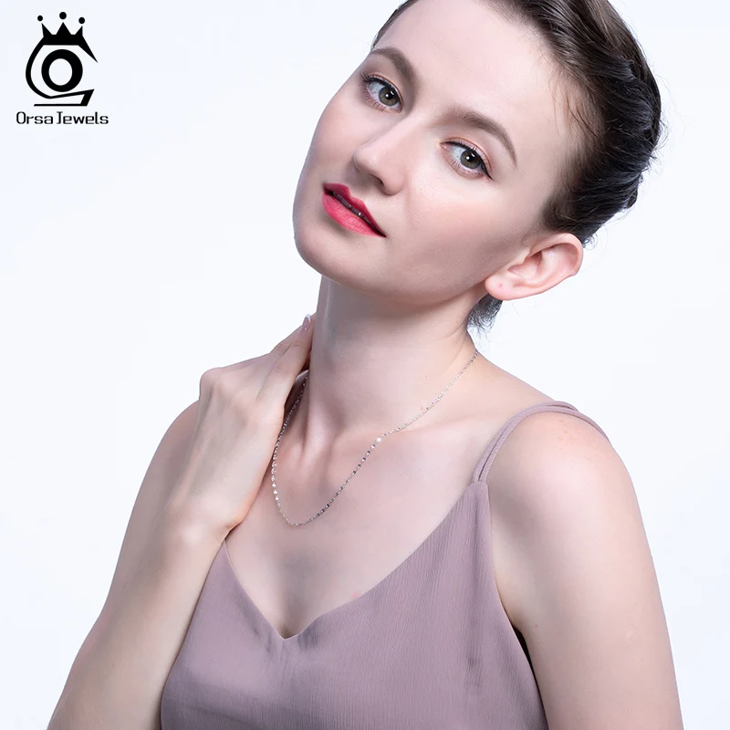 ORSA JEWELS ожерелье из чистого 925 пробы серебра, Женская цепочка в виде змеи, женское ожерелье, Простые Модные ювелирные изделия, подходящие аксессуары SC26