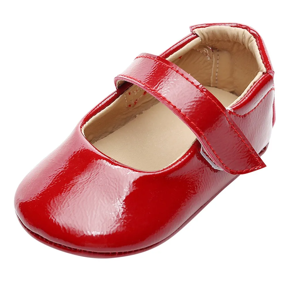 Обувь для новорожденных девочек; обувь принцессы для новорожденных; обувь для маленьких девочек; однотонные осенние детские ботиночки на липучке; г.; обувь для первых шагов - Цвет: Красный