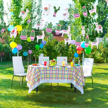 

2019 New Llama Cactus Banner, Llama Cactus Banner Garland Party Decoration Fiesta Theme Party Supplies for Hawaii Children Party