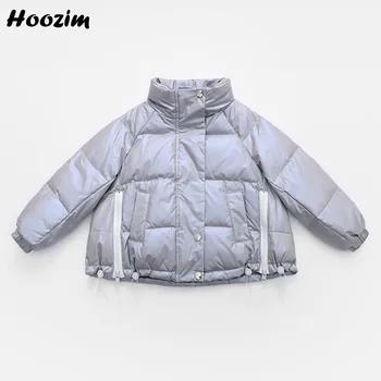 

Winter White Duck Down Jacket Boys 3-9 Years Fashion Turtleneck Outerwear Kids Casual Split Hem Minimalist Solid Coat For Girls