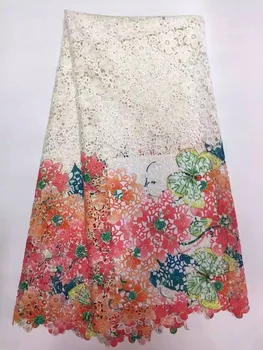

Hot Sale Guipure French Net Lace Fabric High Quality African Lace Fabric multi color print Embroidery For Party Dress R6596