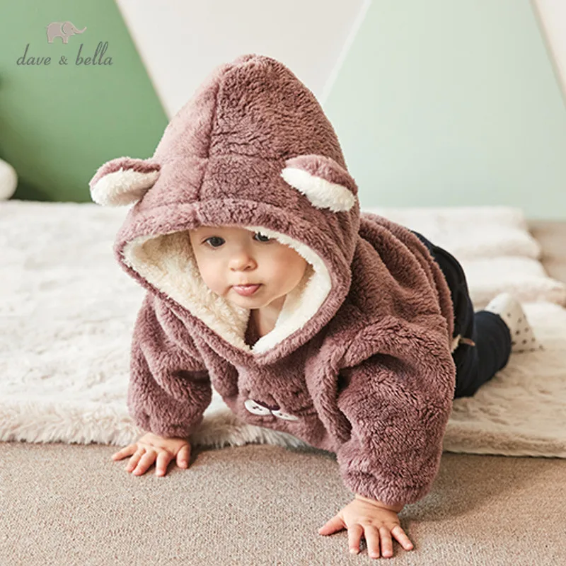 

DBM12052 dave bella winter unisex baby pullover hooded long sleeve pullover kids toddler tops children