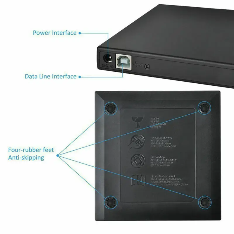 USB 2,0 Внешний DVD-RW CD-RW Пишущий привод для компьютера ноутбука