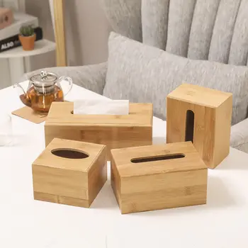 

Bamboo Tissue Box Car Home Rectangle Shaped Tissue Container Towel Napkin Tissue Holder Kleenex for Home Office Desktop