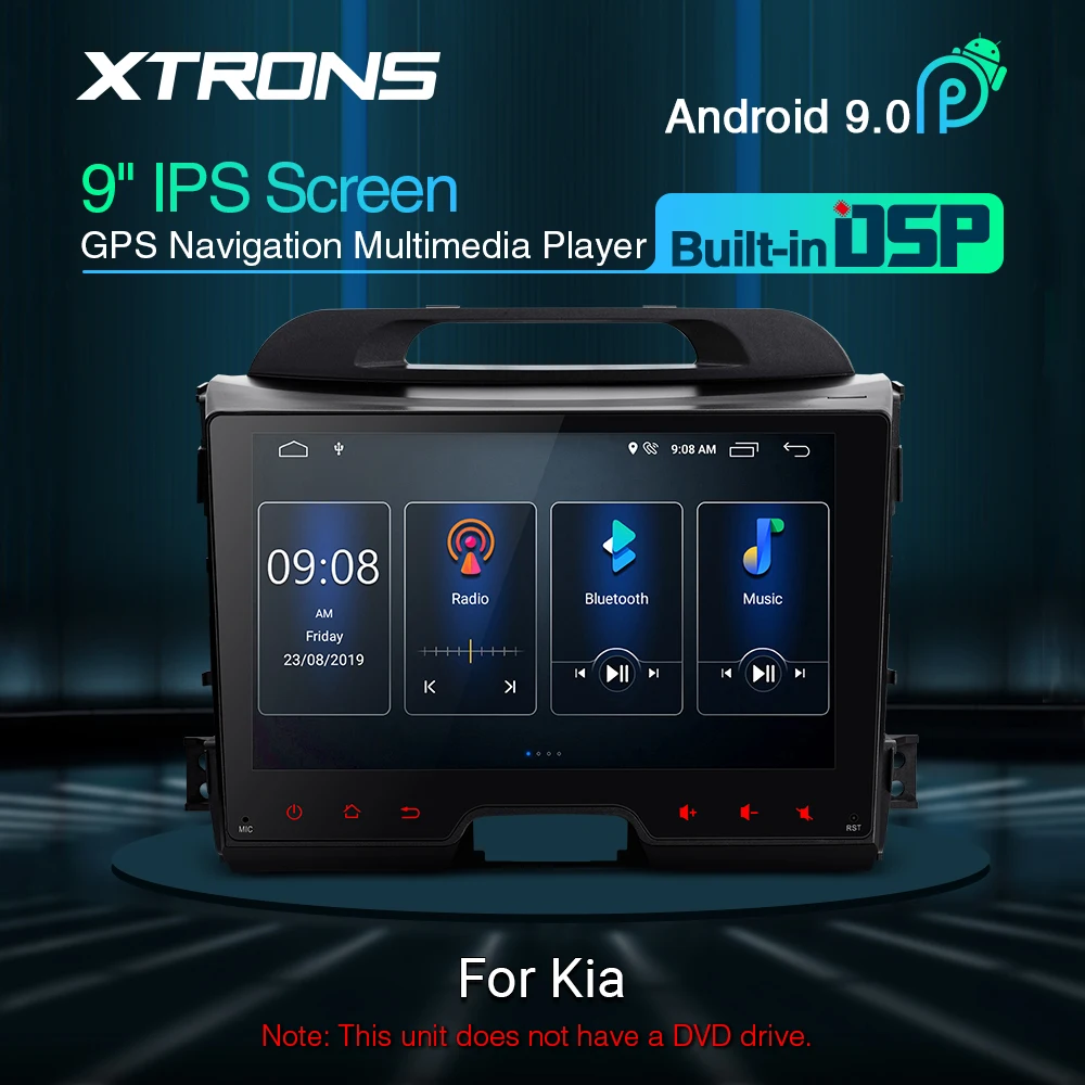 9'' IPS Android 9.0 DSP Car GPS Multimedia Stereo Radio Player for Kia Sportage Series 3 2010-2016 GPS Navigation DVR NO DVD