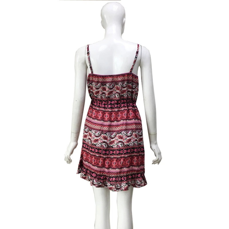 BacklakeGirls Vestidos Красный цветочный принт сексуальный спагетти ремень без рукавов мини коктейльное платье для женщин реальное изображение халат коктейль