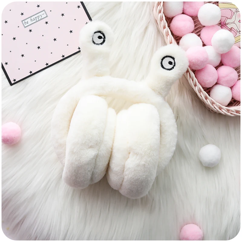 Earmuffs Womne New Korean Version Female Winter Lovely Rabbit Warm Womens Simple Solid Kawaii Accessories Solid Adjustable Chic - Цвет: A-white
