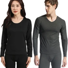 Winter Women Thermal Underwear Men Long Johns Set Tops Mid Waist Pants Plus Size 4XL Unisex Warm Suit Thick Seamless Pajamas Set