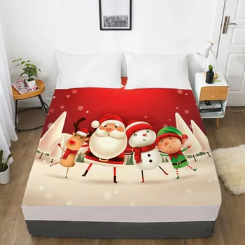 

3D Bedspreads Father Christmas Mattress Cover for bed Snowman Fitted Sheet Quilt Covers 180x200cm Bedspreads Xmas Home Textile