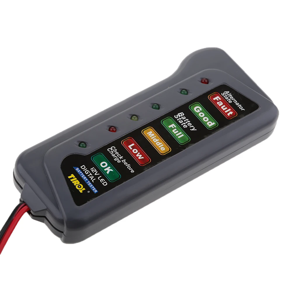Car Battery & Alternator Tester - 12V 6 LED Lights Auto Battery Load Tester for Car Motorcycle Boat