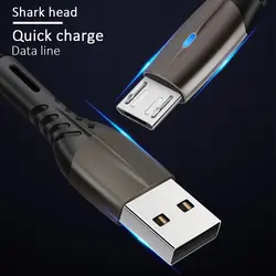 1 м светодиодный кабель Micro USB 2A для быстрой зарядки для huawei Microusb кабель для мобильных телефонов Xiaomi кабель для передачи данных Шнур