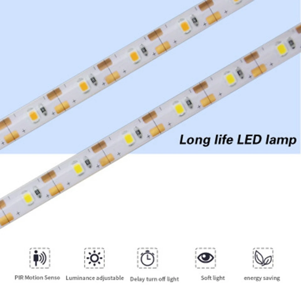 PIR датчик движения светодиодный светильник DC 5 В лента на батарейках Обнаружение движения водонепроницаемый шкаф лампа гардероб кухня