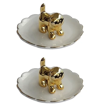 

2pcs Jewelry Tray Ceramic Luxury Adorable Cute Ring Holder for Storage Gift Display